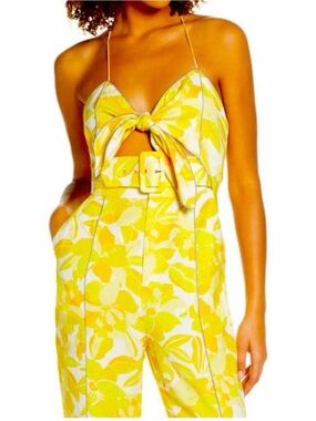 Significant Other Floral Tie-Front Belted Jumpsuit